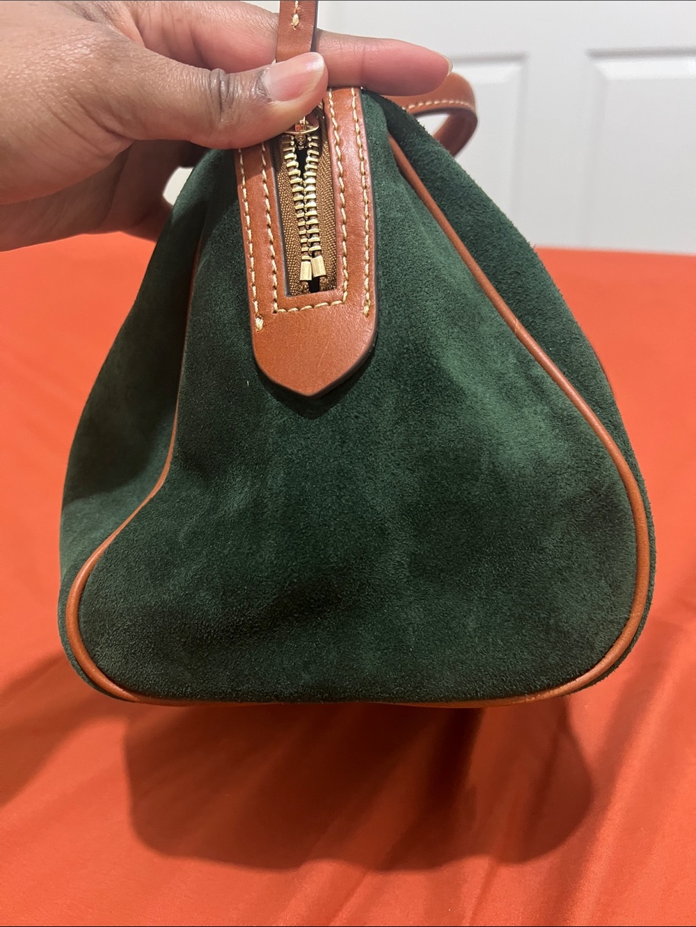 Dooney & Bourke Suede Barrel Satchel - Ivy Green - Picture 3 of 9